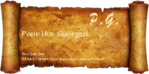 Paprika Györgyi névjegykártya